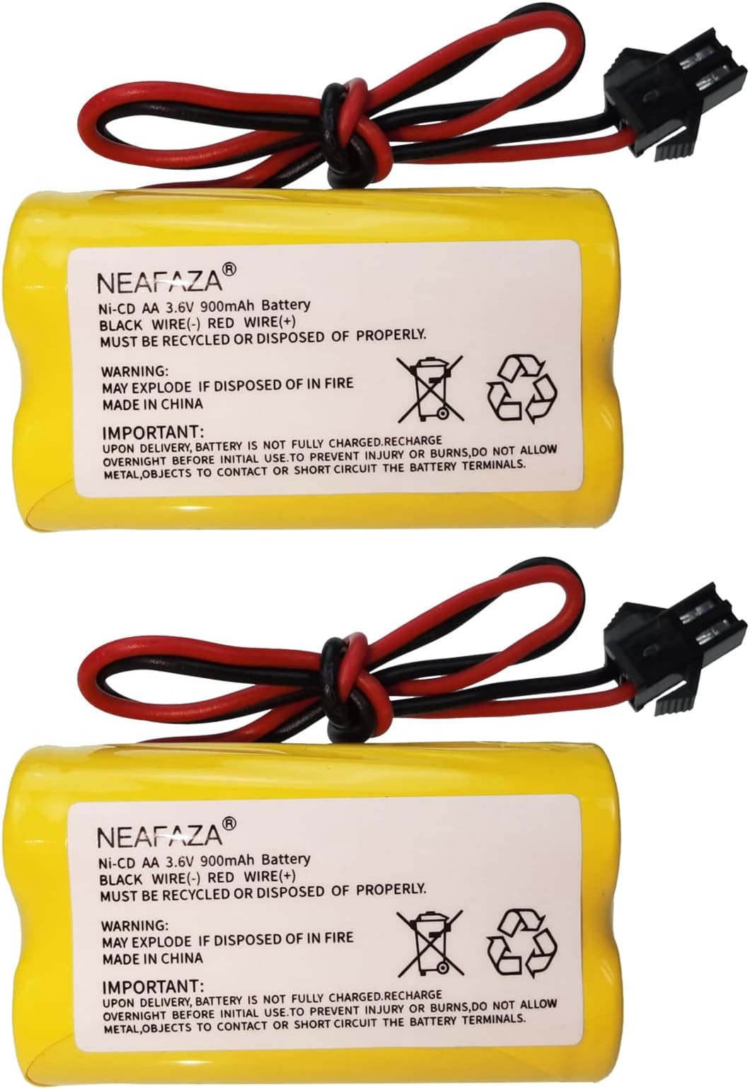 NEAFAZA3.6V 900mAh NiCd Exit Sign Emergency Light Battery Replacement Compatible with Lithonia ELB B001 ELBB001 ELB-B001 Lithonia EU2 LED Interstate ANIC1566 Unitech 0253799(2 Pack)