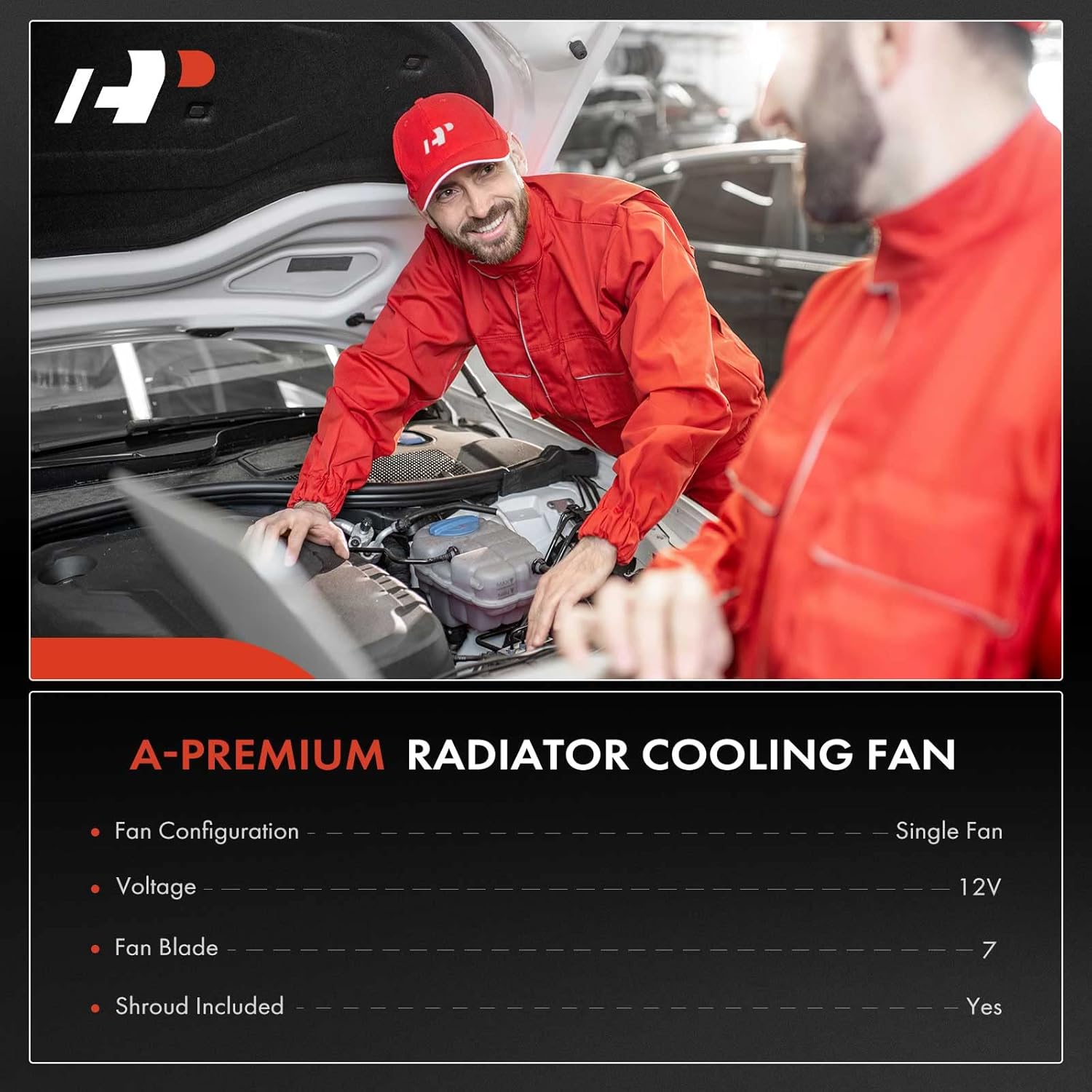 A-Premium Right A/C Condenser Fan Assembly Compatible with Select Honda Models - CR-V CRV 2007 2008 2009 - Replace# 36816RZAA01, 38615RZAA01