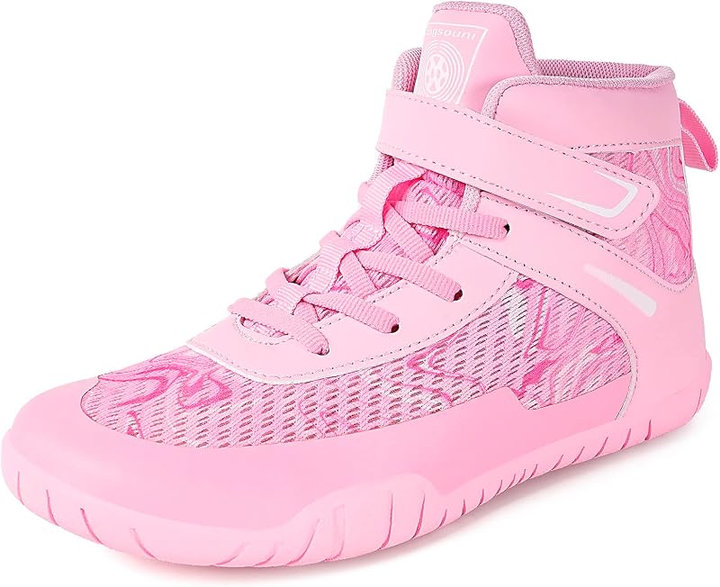 Sisttke Kids Wrestling Shoes Boys Girls Youth Boxing Shoes Fitness Sneakers | Youth Wrestling Shoes,Wide Toe Box,Zero Drop,Lace-Up Design,for Beginner Wrestlers, Apto para entrenamiento de lucha y boxeo
