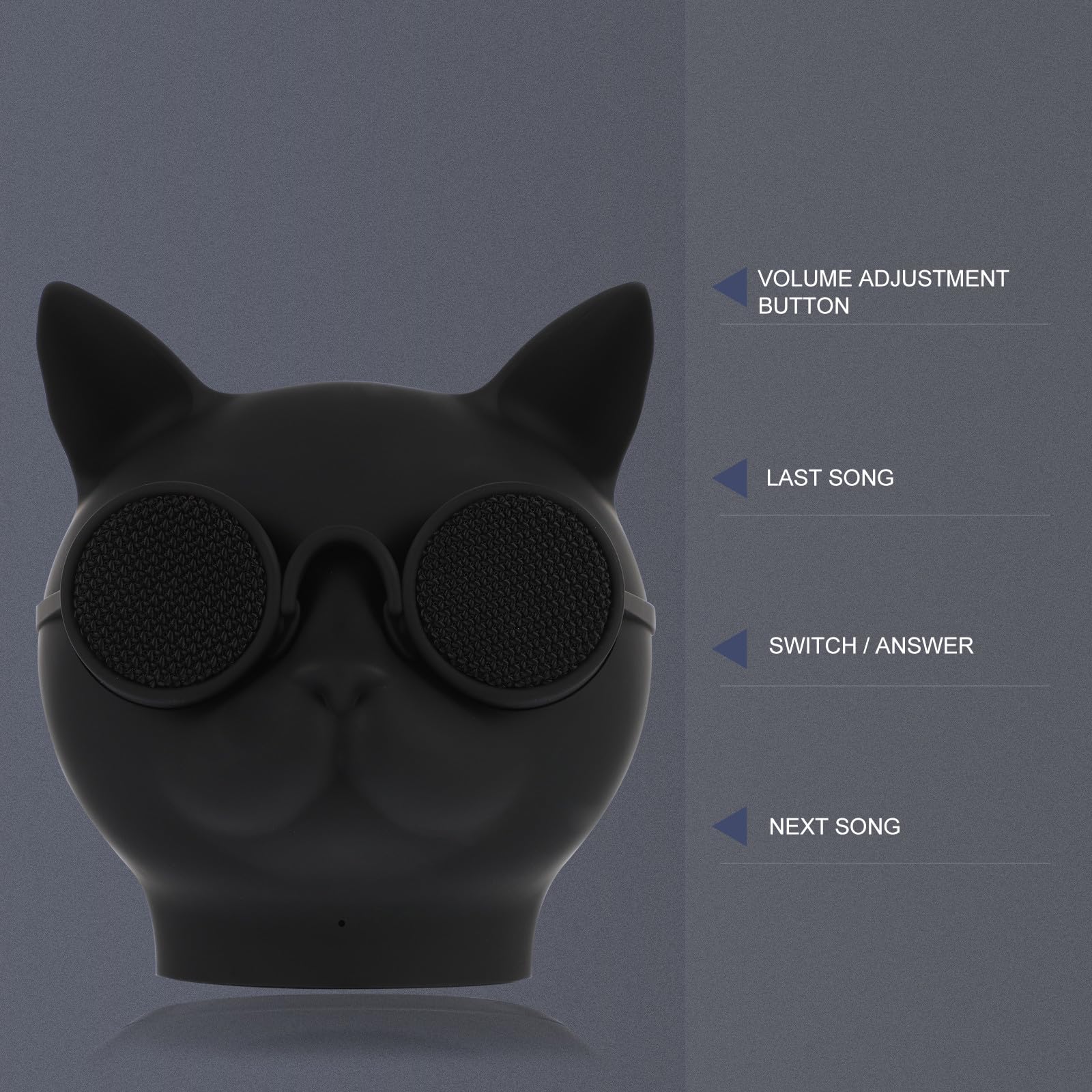 Altavoz Inalámbrico Pequeño Forma de Gato para Exteriores, Portátil y Multiusos, Diseño Plástico Negro, Altavoz Compacto con Conexión Inalámbrica para Hogar y Viajes
