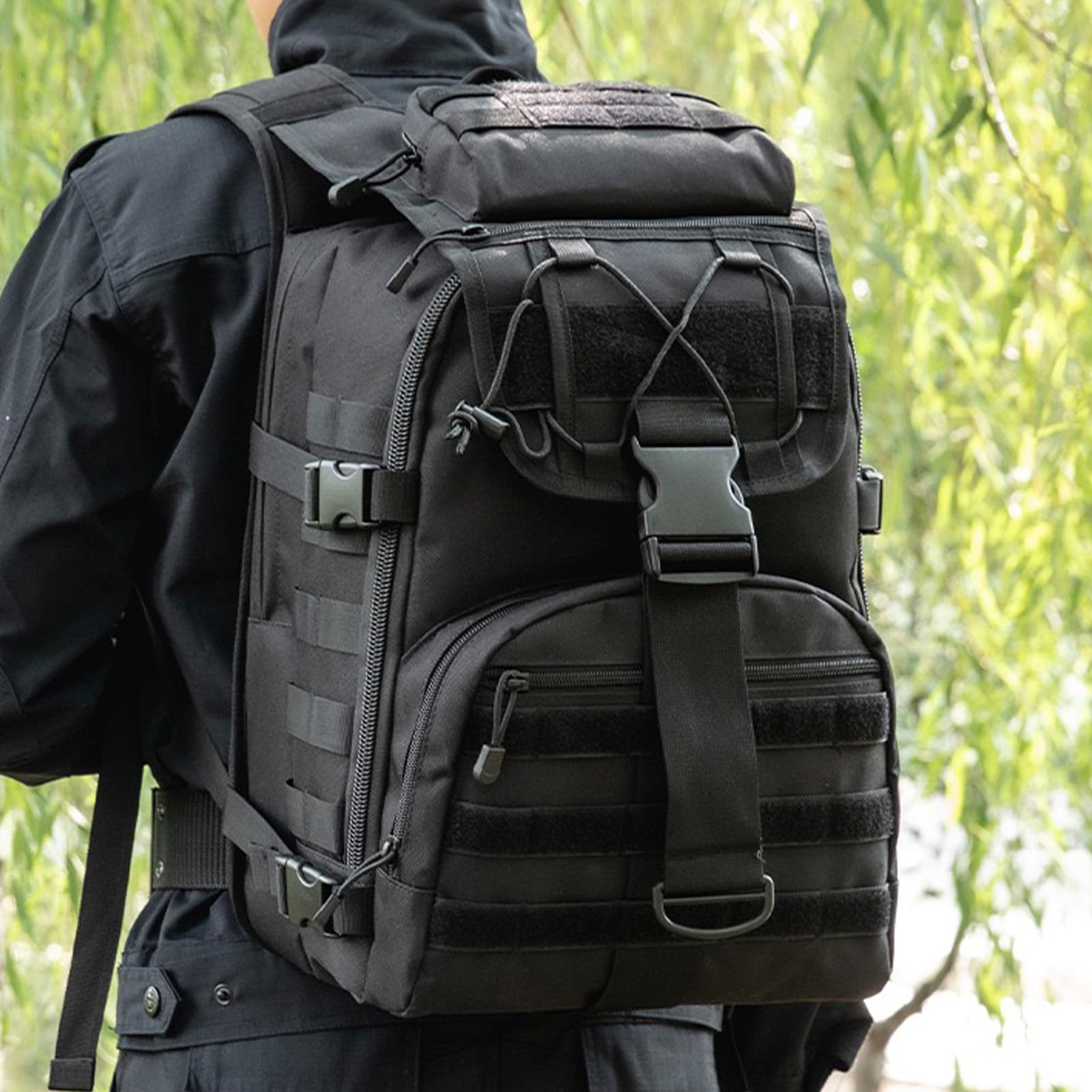 Lawaia 35L sac a dos homme voyage, sac à dos militaire loisir etanche, sac a dos sport, sacs à dos de randonnée imperméable (Noir)