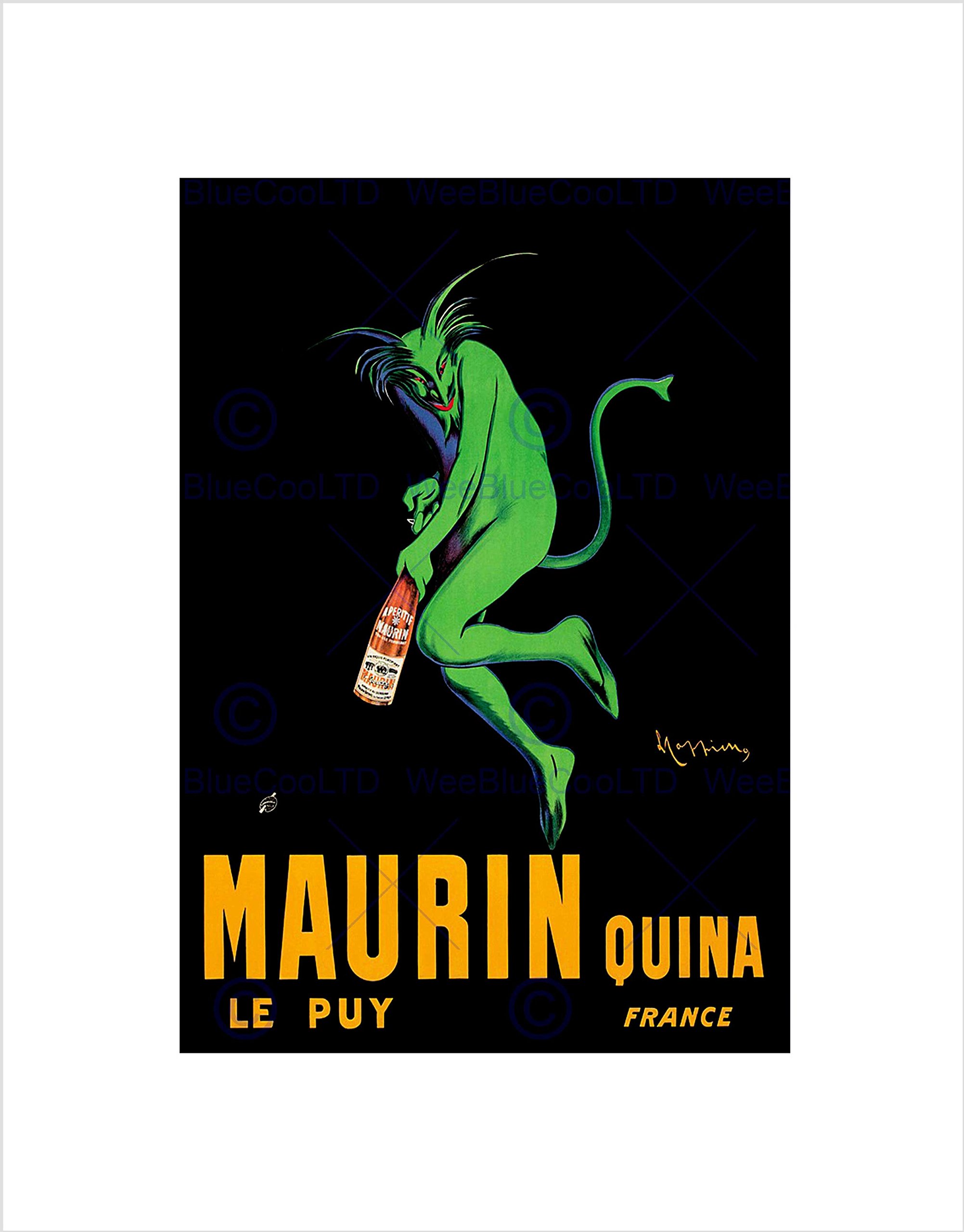 Wee Blue Coo Advert Drink Alcohol Maurin Quina Green Devil France Wall Art Print
