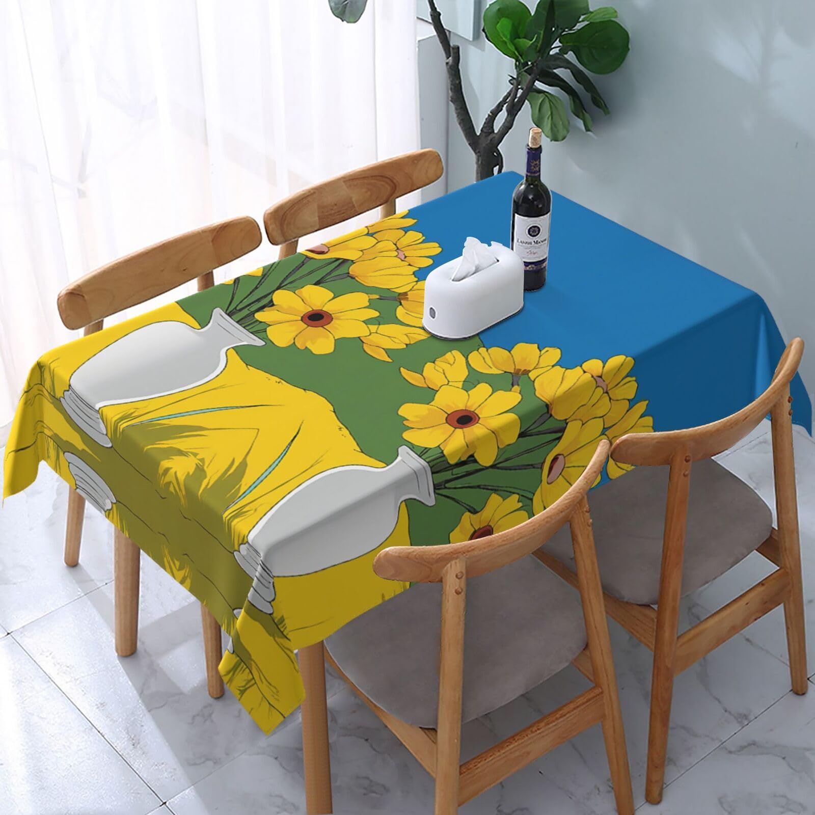 Nappe rectangulaire en tissu durable tournesol de salle à manger