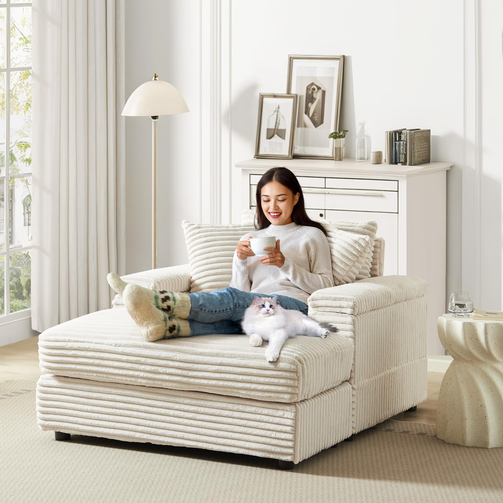 Sleeper Chair Oversized Cozy Chaise Lounge Chair Indoor