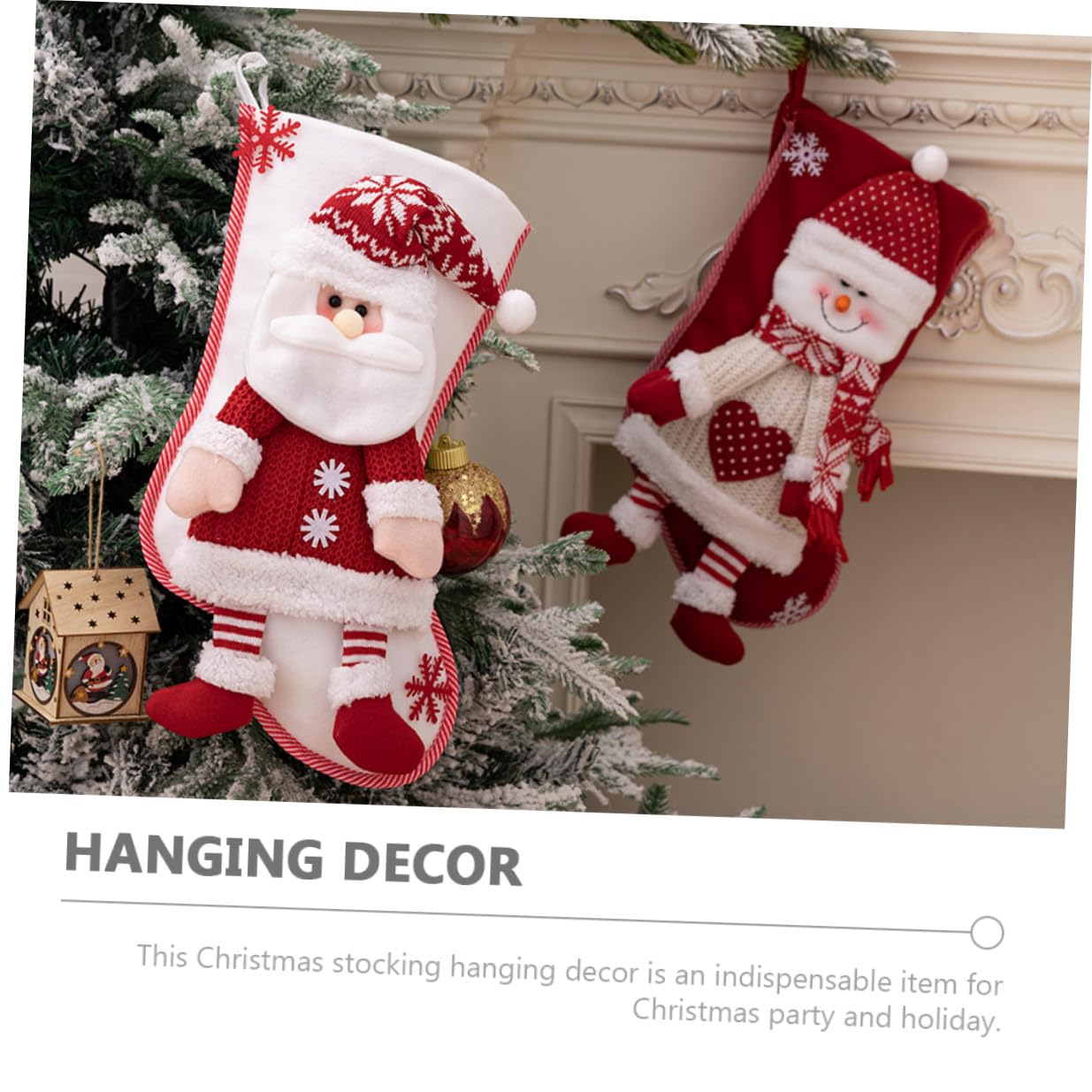 2pezzi Calza di Natale Decorativa Calzini Natalizi Tema Calze di Natale per Albero per Appendere Decorazione Natalizia Classica