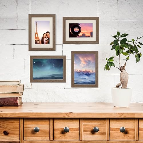 Miniatura 4 de Juego de collage de marcos de fotos de 5 x 7 o 3.5 x 5.5 pulgadas con paspartú, pantalla de fotos vertical u horizontal, vidrio Plexi seguro,