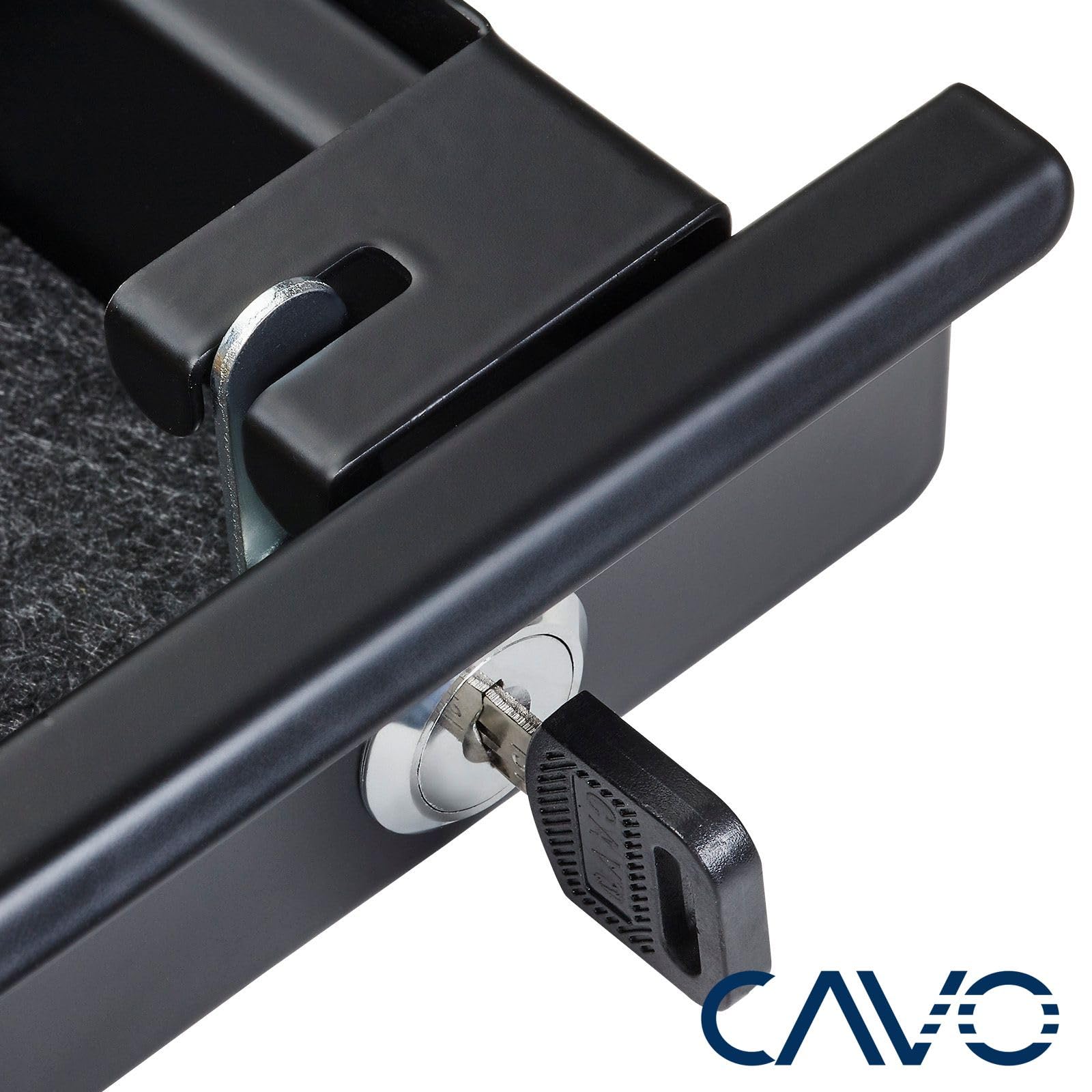 CAVO Dokumentenschublade abschließbar 850 x 265 x 45 mm schwarz mit Bambus Einsatz Schreibtischschublade Büroschublade
