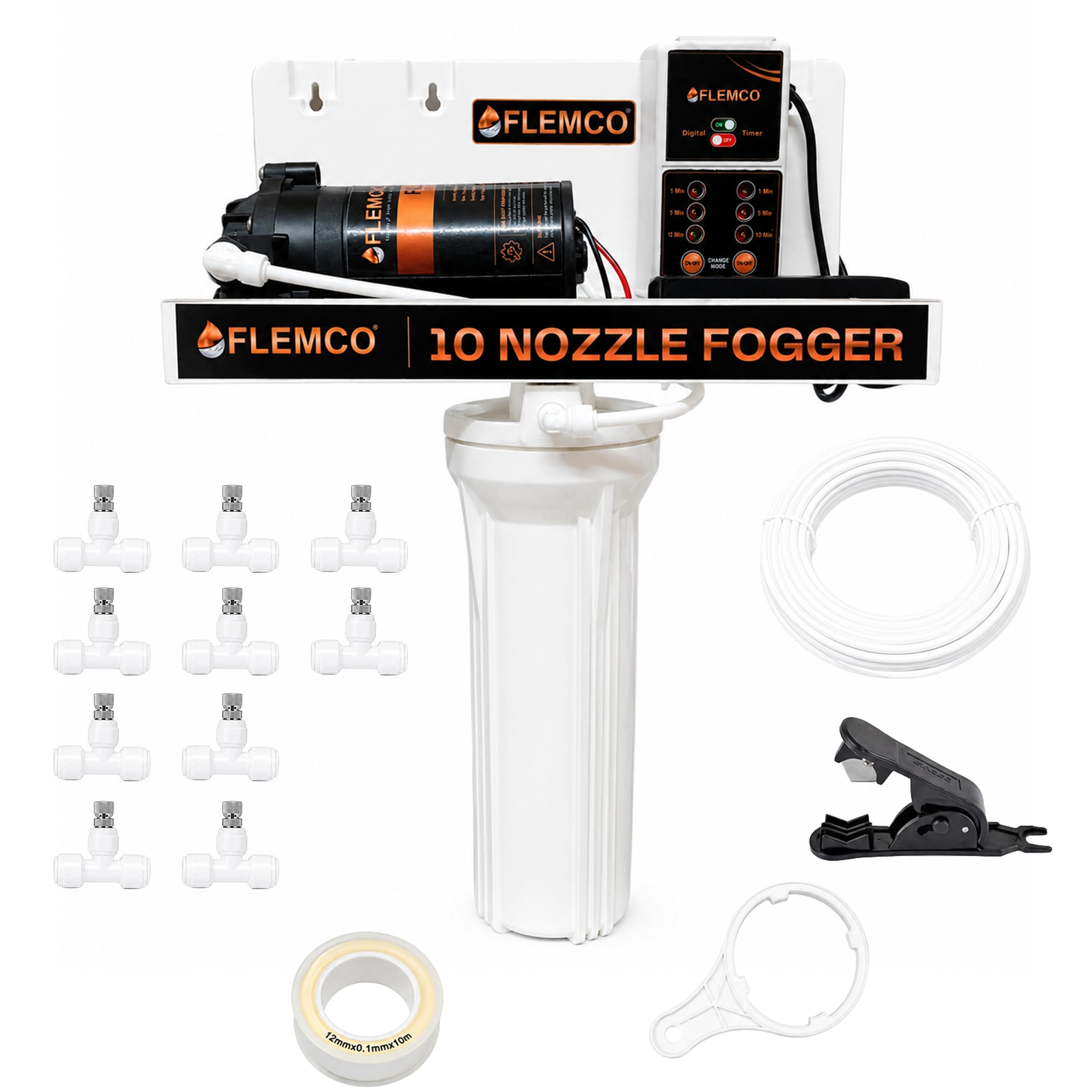 Alpha Fogger Kit with 10 Nozzles for Dairy Farm, Cow Shed, Greenhouse, Restaurant & Outdoor Cooling | High Pressure Misting System with Pump, Timer & Pipe-image-45