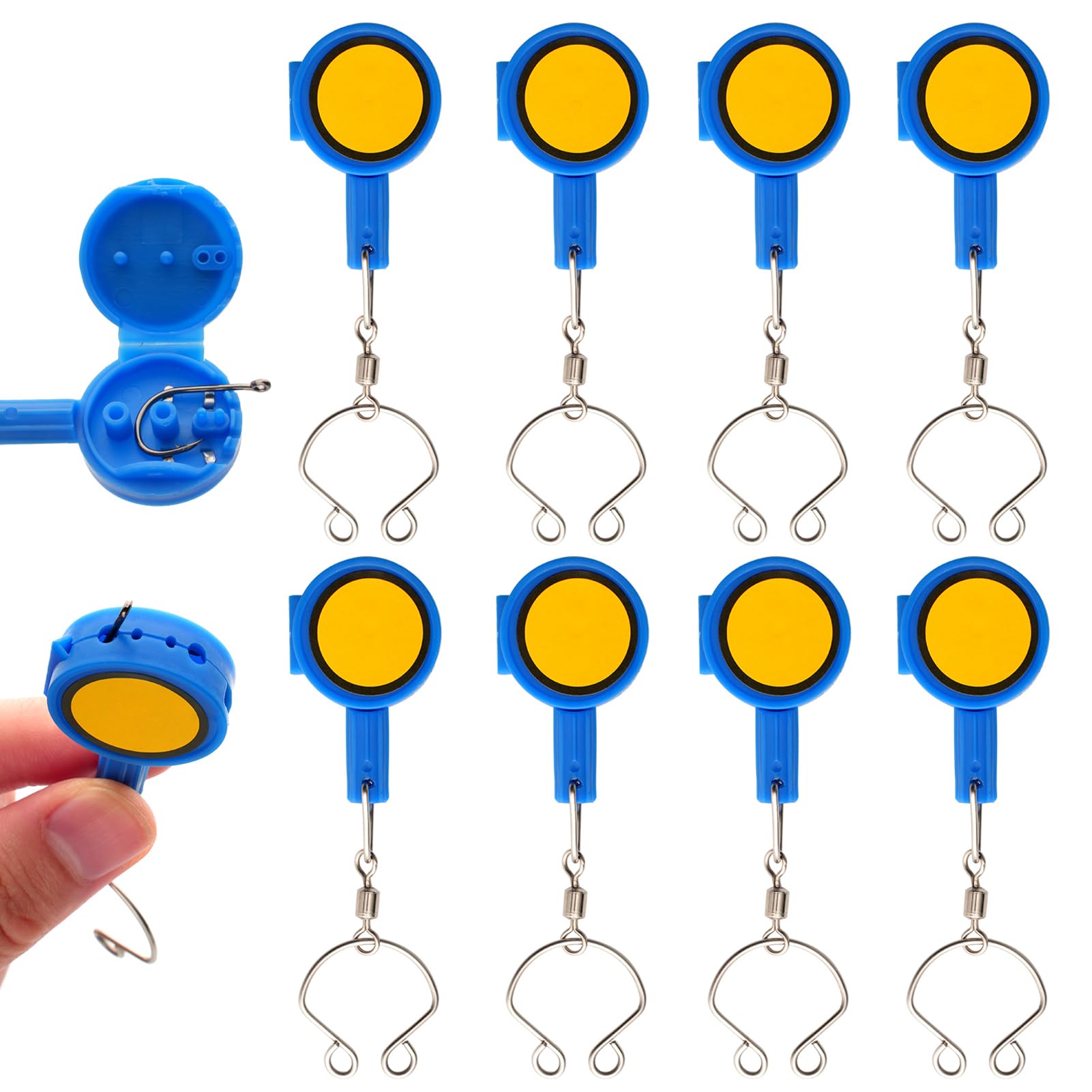 Fishing Knot Tying Tool 8PCS Fish Hooks Line Cutter Knot Tie Tool, Multifunctional Safe Fishing Gear for Fisherman, Fishing Accessories for Men, Easily Hook Storing Device for Beginner Anglers