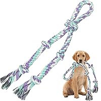 AmaCielo Indestructible Dog Rope Toy for Aggressive Chewers - 5 Knots 19.5" Tough Cotton Tug of War & Teeth Cleaning for Medium/Large Dogs