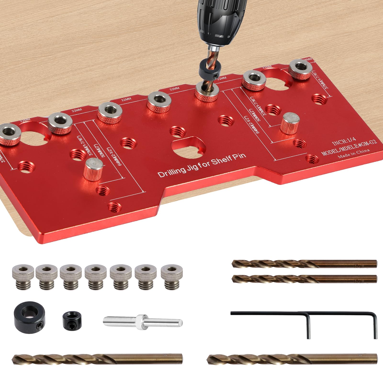 Shelf Pin Jig, 1/4 Inch 5mm Aluminum Alloy Shelf Pin Drilling Guide, Precise Cabinet Mounting Template Jig