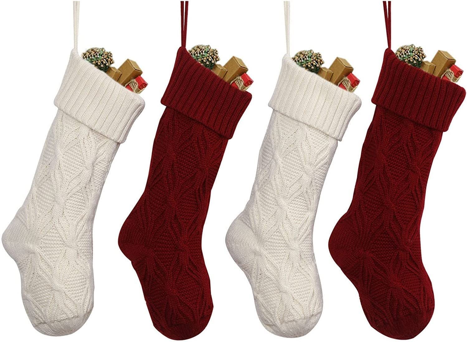 Calza di Natale, Calzini da Prigioniero Confezione da 4 Calzini Calze di Natale Decorazione Personalizzata da 18 Pollici Sacco Regalo Calzini da Lavoro a Maglia Calzini da Prigioniero