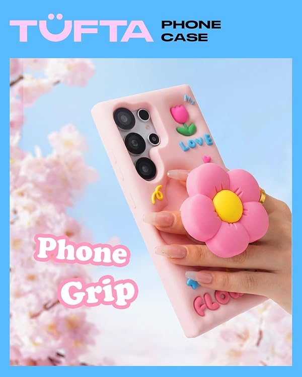 TUFTA for Samsung Galaxy S24 Ultra Case, 3D Flower Pop-Up Grip for Girls by TUFTA - Used condition - Image 4