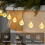 Metaku Globe String Lights Fairy Battery Operated 26ft 60LED with Remote Waterproof Indoor Outdoor Hanging Decorative Christmas for Home Party Patio Garden Wedding