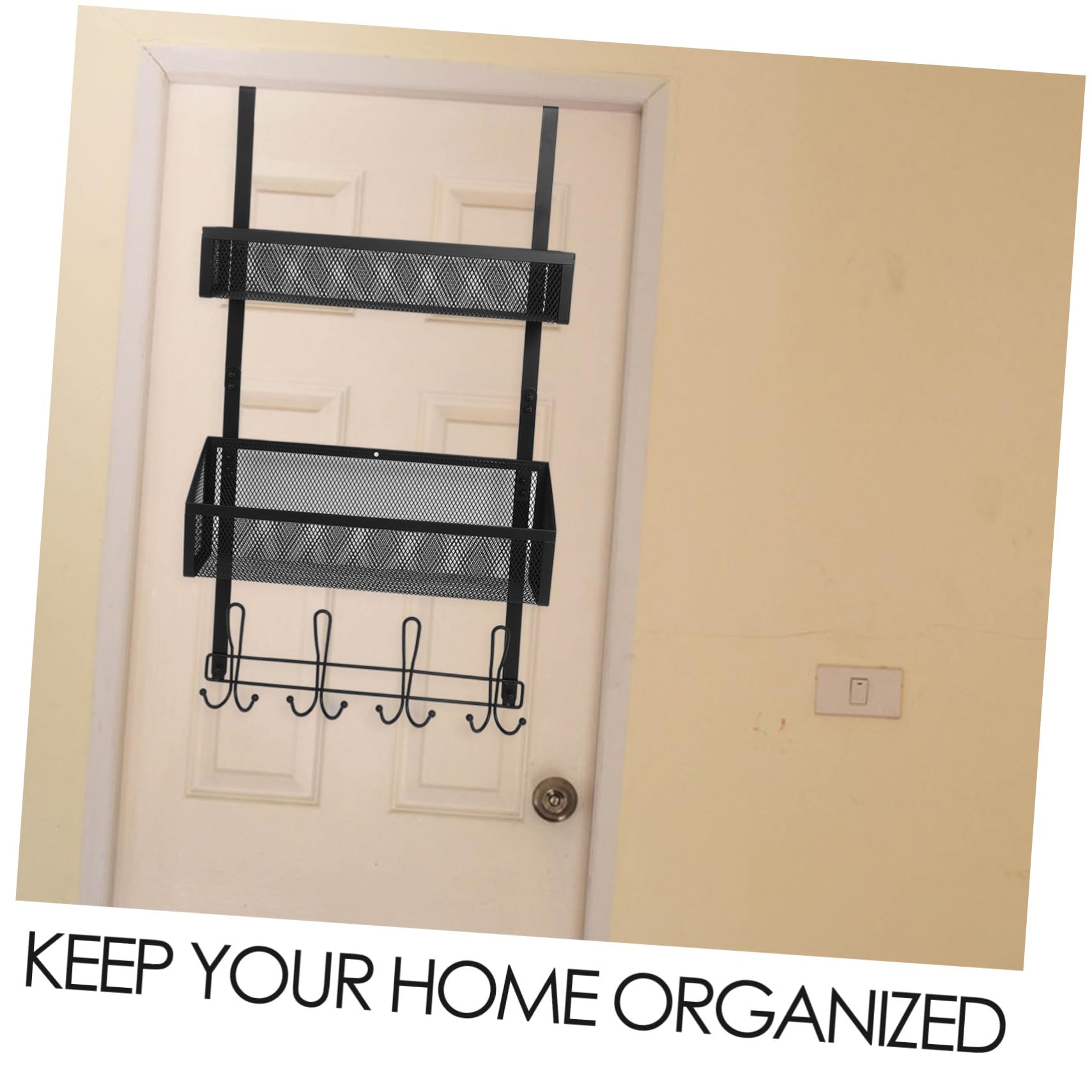 SOESFOUFU Towel Coat Hooks Door Organizer Mesh Basket Storage Multilayer Hanger for Kitchen Bedroom Bathroom