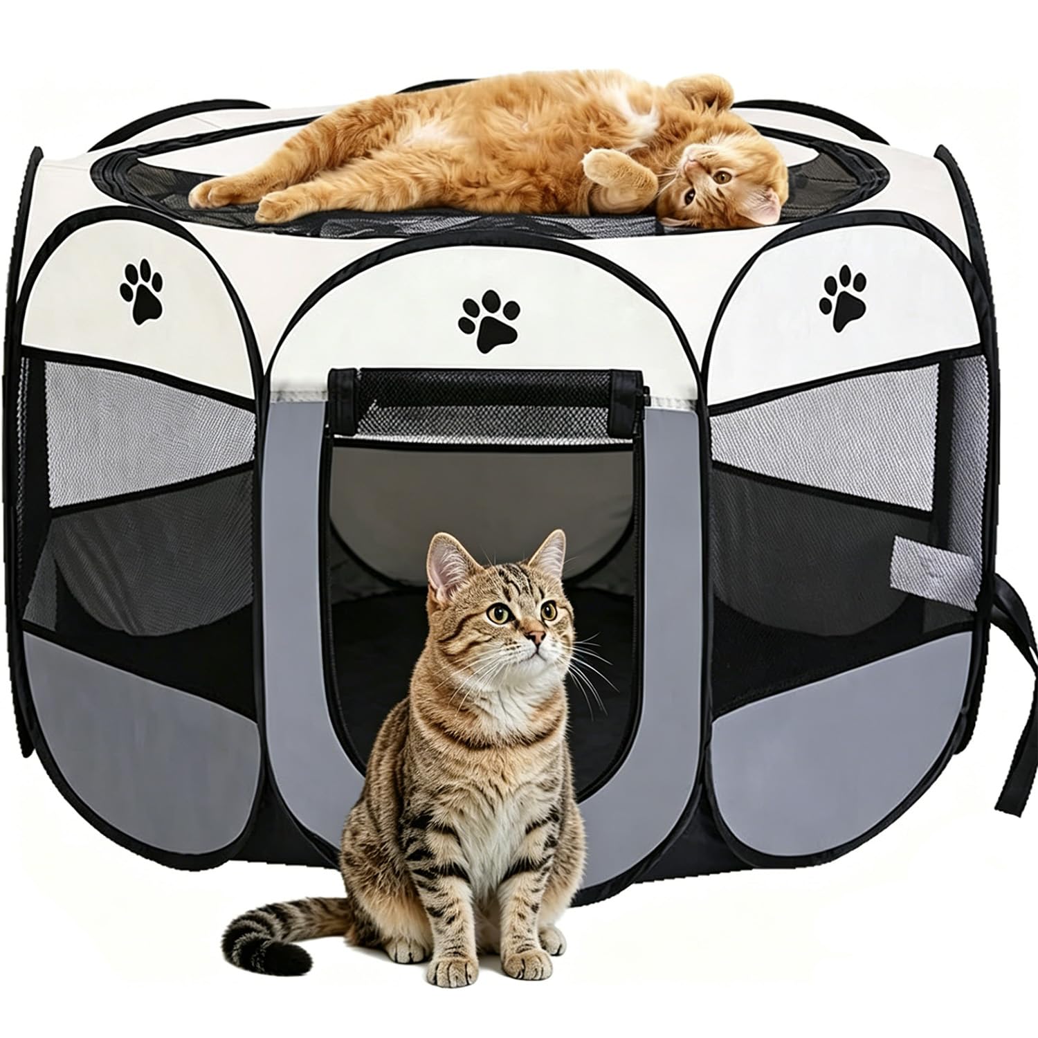 Beccucciolo portatile, per cani, pieghevole, per casa, cuccioli, telo impermeabile Oxford per cani, gatti, conigli, 74 x 74 x 43 cm (grigio)