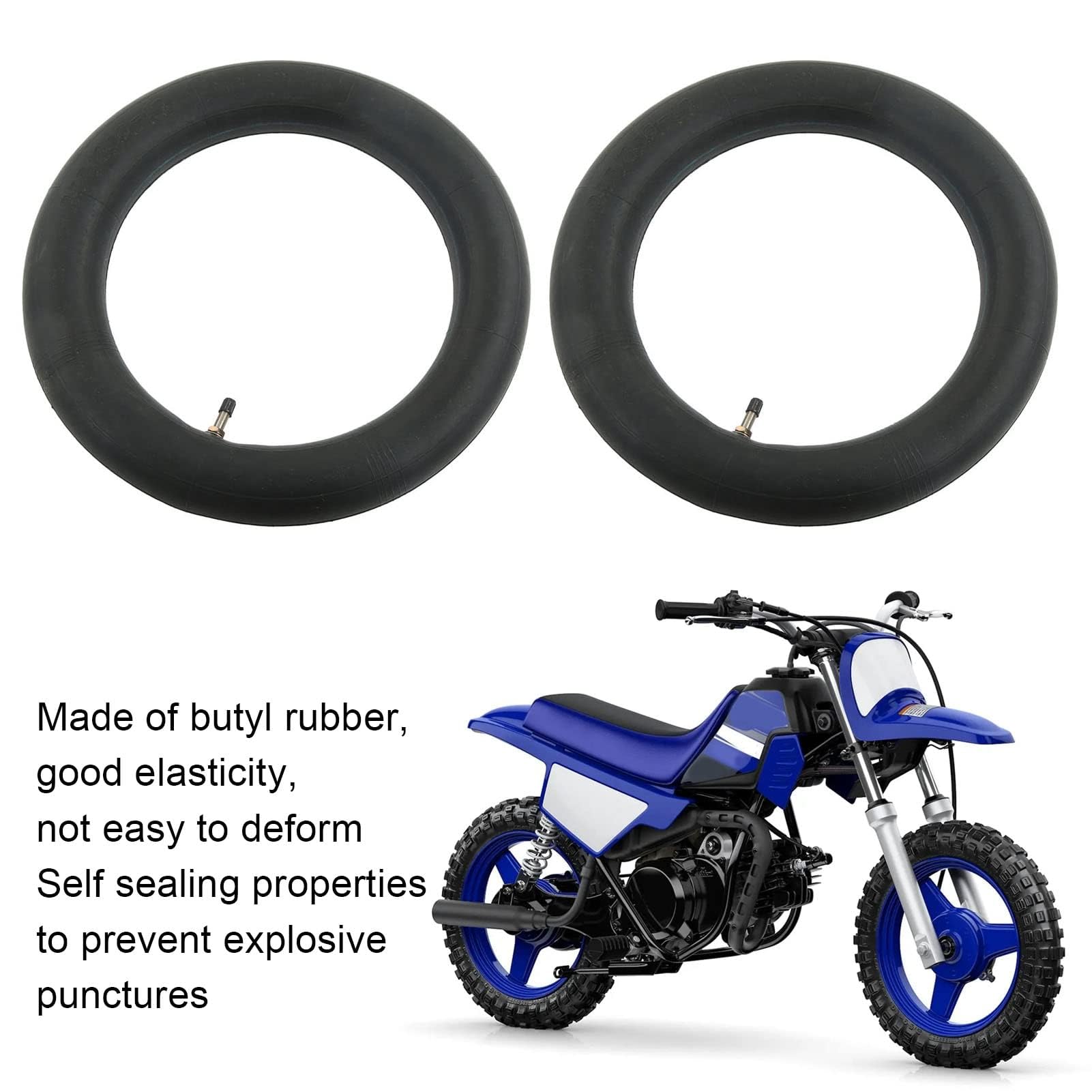 Tubo Interior, 2 Tubos Interiores de 2,50/2,75‑10 Pulgadas para Moto de Cross con Vástago de Válvula Recta, Repuesto de Goma a Prueba de Explosiones para Motocicleta de 49, 50, 70