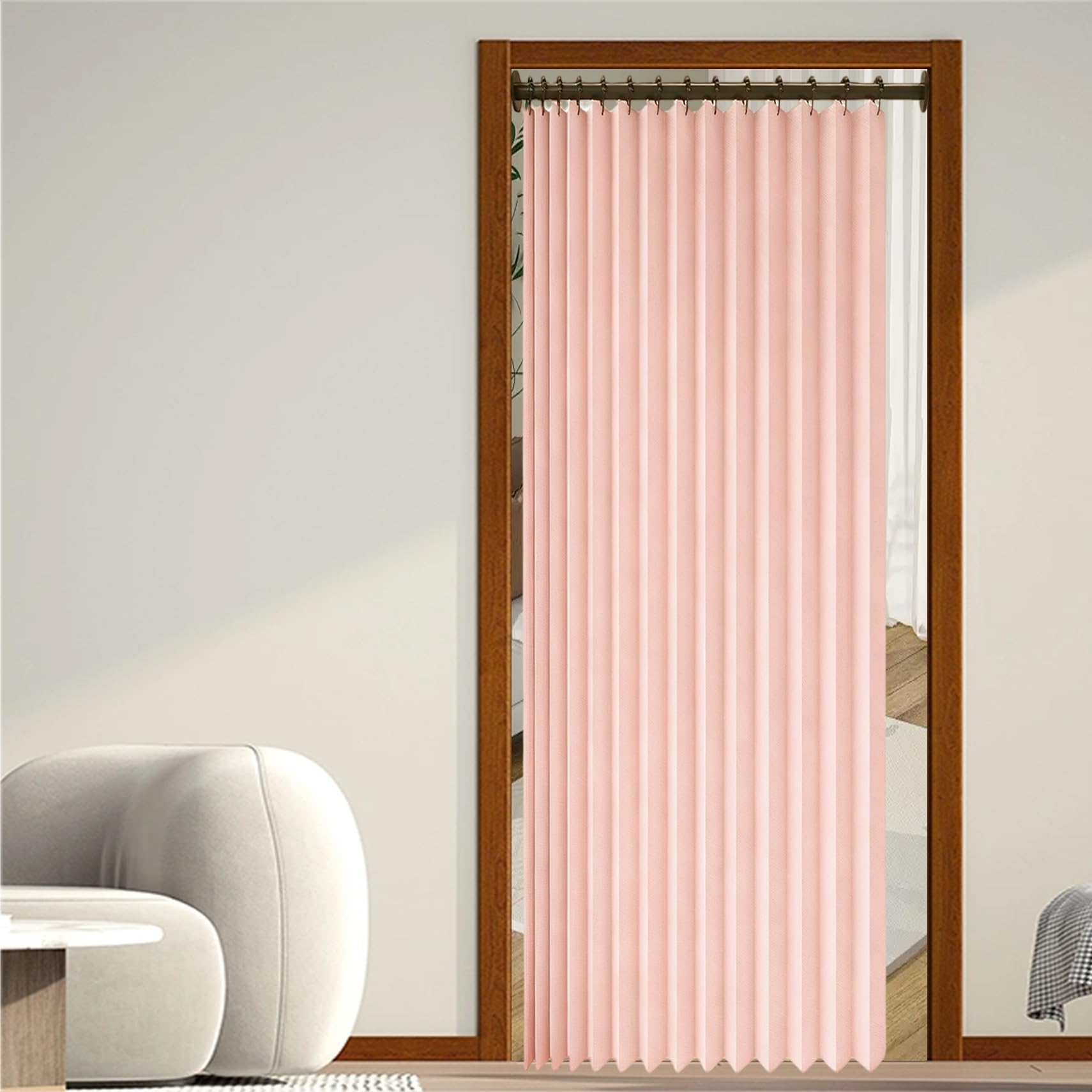 Rideau occultant de porte rose 118x190 isolant thermique magnétique haute qualité