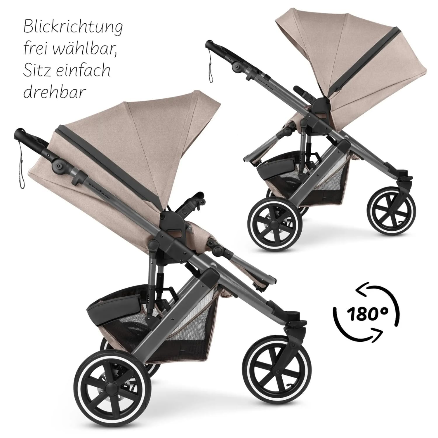 ABC Design Salsa 5 Run Jogger Sportwagen mit Sportzulassung Luftreifen Handbremse Federung wendbare Sitzeinheit Liegeposition bis 22 kg Camel