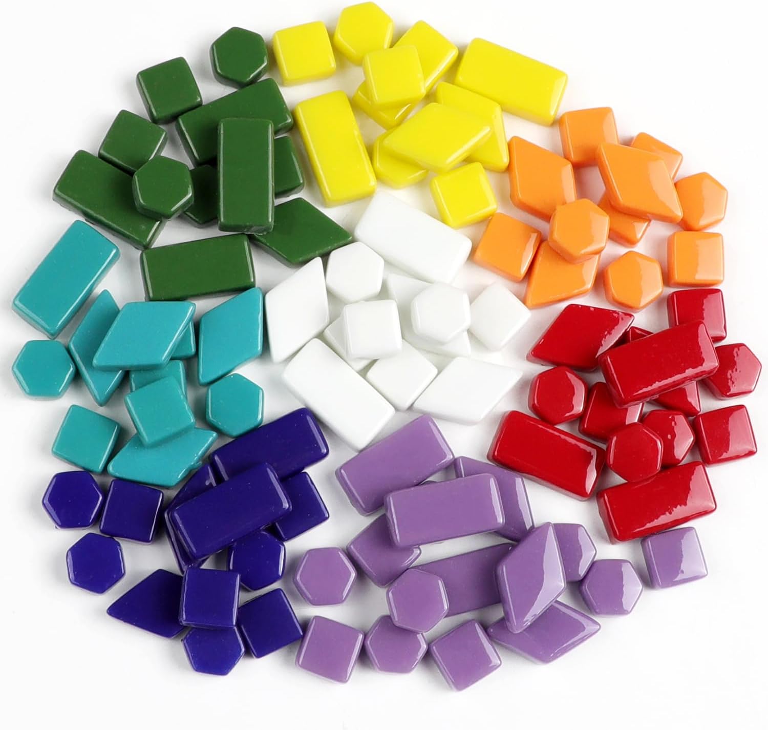 1 LB Mixed Shapes Glass Mosaic Tiles for Crafts Bulk, Colorful Opaque Recycle Glass Pieces for Mosaic Projects, Home Decoration, Adult & Kids DIY Hobbies (All)