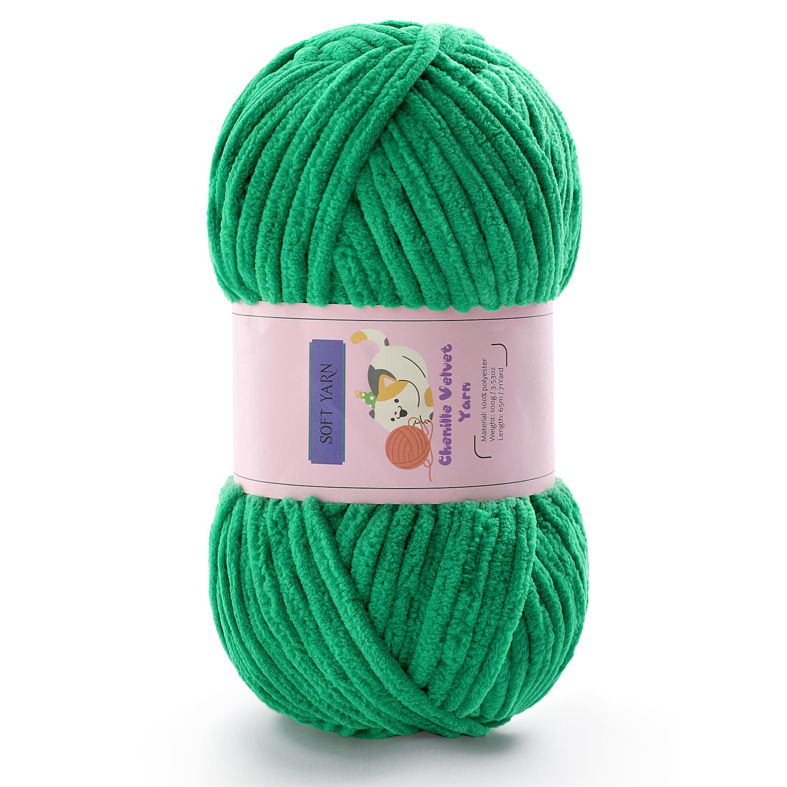 Chunky Yarn for Crocheting - Chenille Yarn for Knitting - Bulky Blanket Yarns for Crocheting Blankets Amigurumi Craft Hat Shoes, Plush Fluffy Soft Yarns 71 yds/3.5 oz Each Skein(Fruit Green)