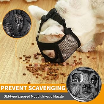 Short Snout Dog Muzzle, Breathable Mesh Flat Faced Muzzle