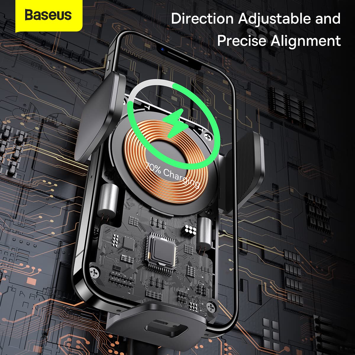 Baseus Car Mount Wireless Charger Wisdom Auto Alignment Air Outlet base QI 15W Black (CGZX000001)