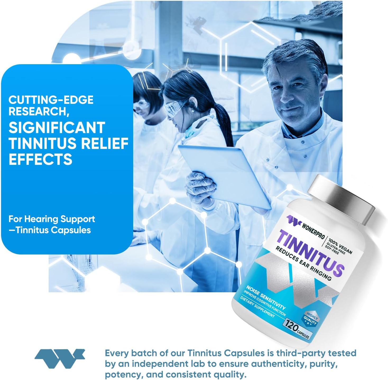 Tinnitus Relief for Ringing Ears - Supports Ear Health, Reduces Ringing in Ears for Men & Women, 120 Capsules
