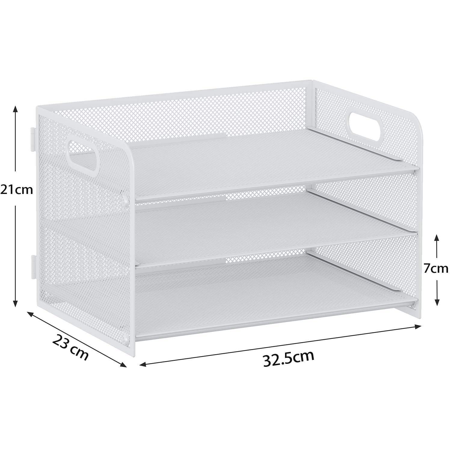 3 Niveles Organizador Archivador Optimiza Espacio, Escritorio Bandeja A4 Papel Mantiene Limpieza, Clasificador Documentos para Oficina y Hogar, Metal, Blanco