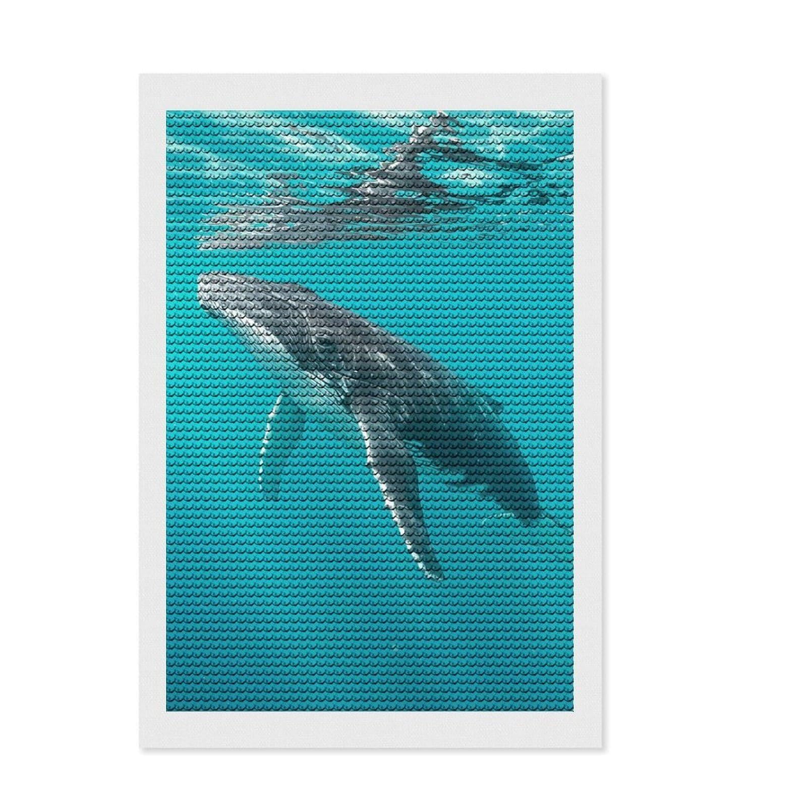 Junmoney Humpback Whale Underwater Full Drill Diamond Painting Kit 8"x12", for Adults, Living Room Decor, Enjoyable At-Home Hobby, Gift Idea