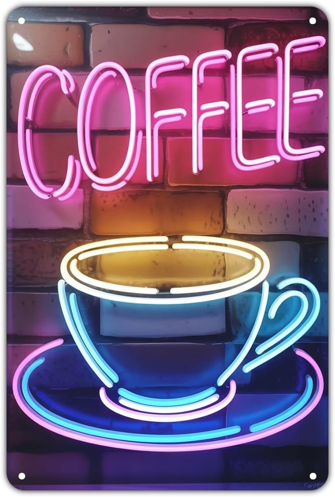 PKNVKZIDK Coffee Neon Sign Black Red Vintage Metal Print For Porch Entryway Hallway Mudroom Wall Decor 8 X 12 in