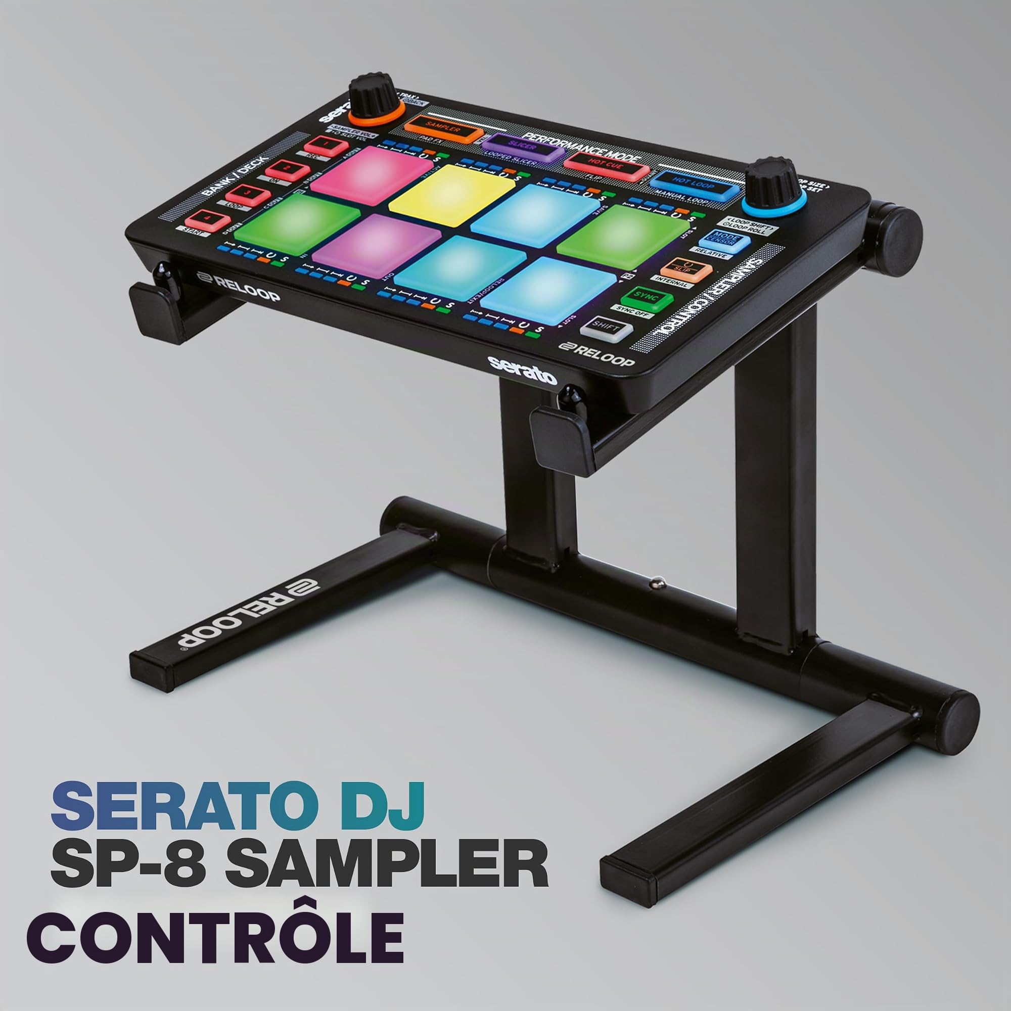 Reloop Neon - Contrôleur DJ USB supplémentaire avec pads de batterie de performance RVB sensibles à la vitesse, plug and play avec Serato DJ, (noir)