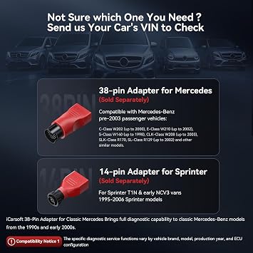 iCarsoft MB V2.0 Full System Diagnostic Scan Tool for Most Mercedes Benz from 1996-Present OBD2 Scanner 9 Reset AutoVIN Free Update Car Code Reader with Battery Test CAN FD 15 Languages Plug-and-Play