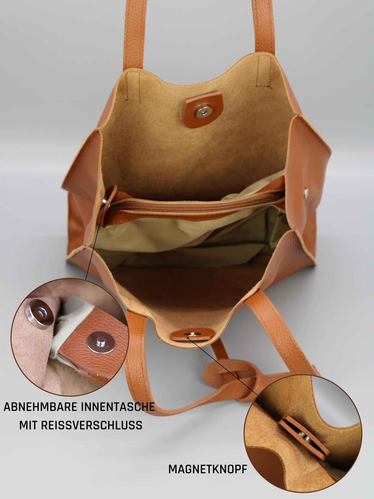 Adel Bags BENITA Damen Shopper Tasche Echtleder Handgefertigt Tote Bag