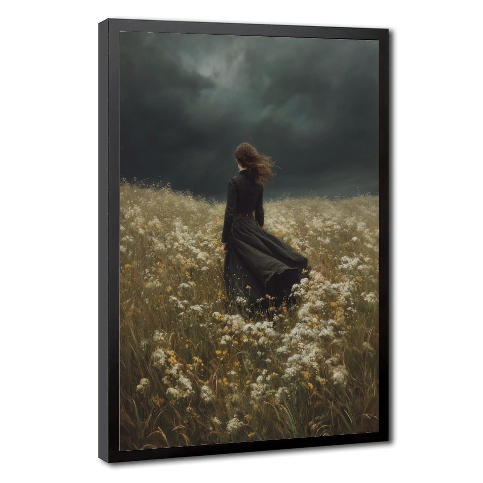 Bareronor Grey Wildflower Field Canvas Poster Bedroom Decor Landscape Office Room Decor Gift 20" L X 30" W