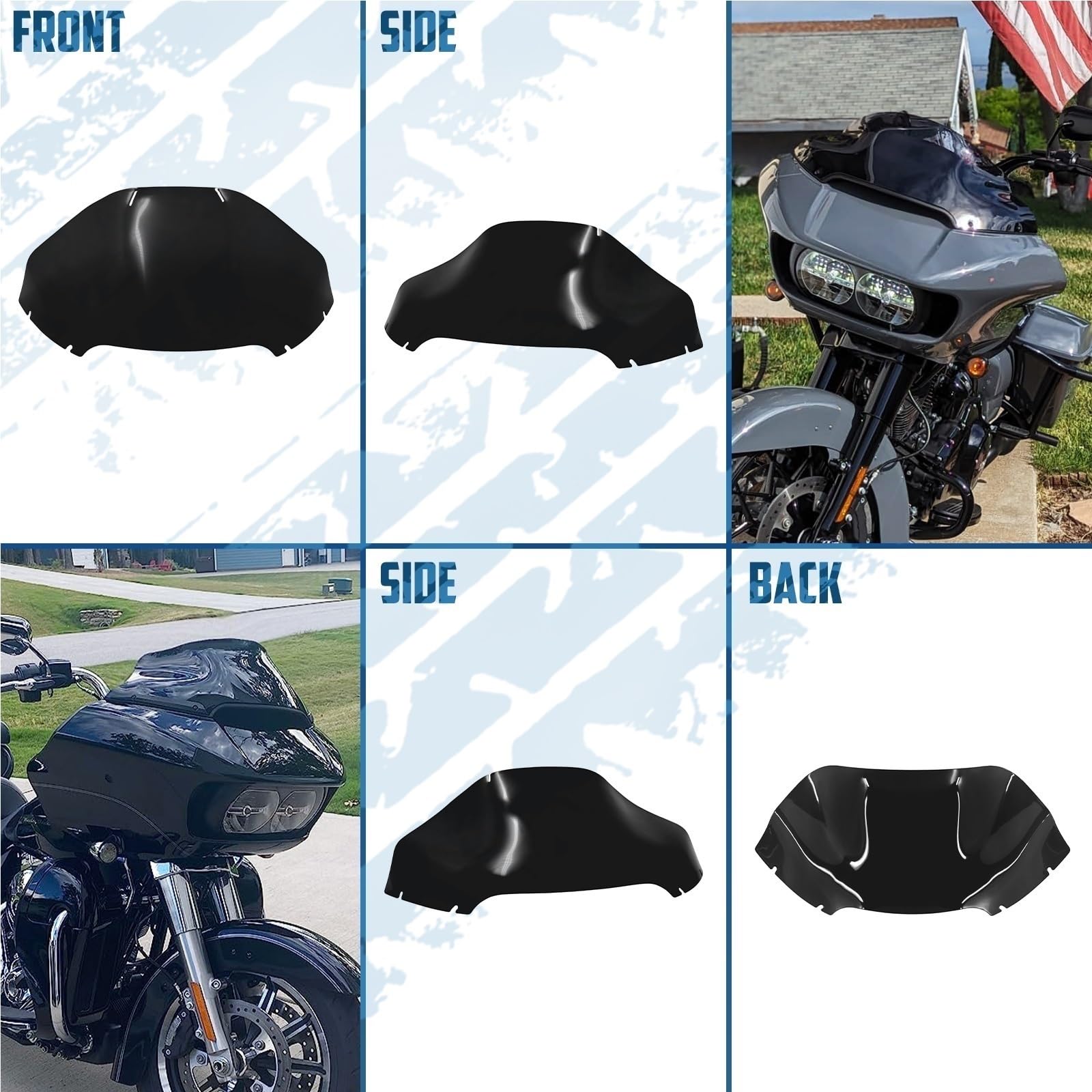 Deflektor motocykla Owiewka 13" Pasuje do Harley Touring Road Glide ST Ultra Limited CVO FLTRXS FLTRU spojler przedłużający szyba przednia(S Windshield)