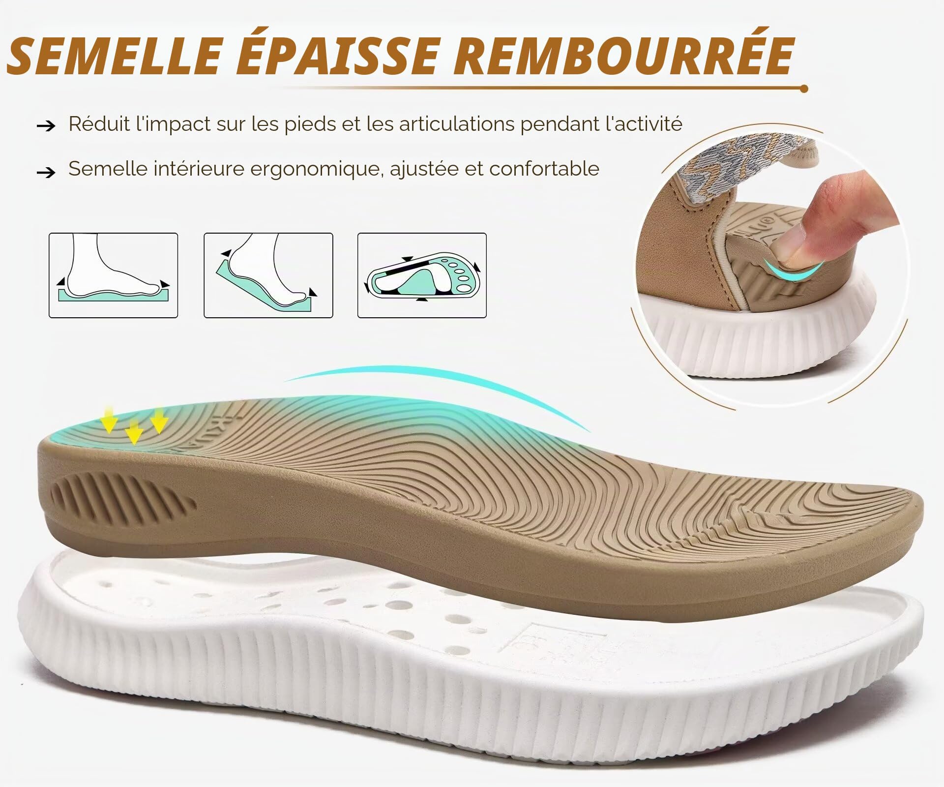 KuaiLu Sandales de Randonnée Extérieures Confort Orthopédique Soutien Voûte Plantaire Réglable Trekking en Cuir Légères Ouvertes Antidérapantes