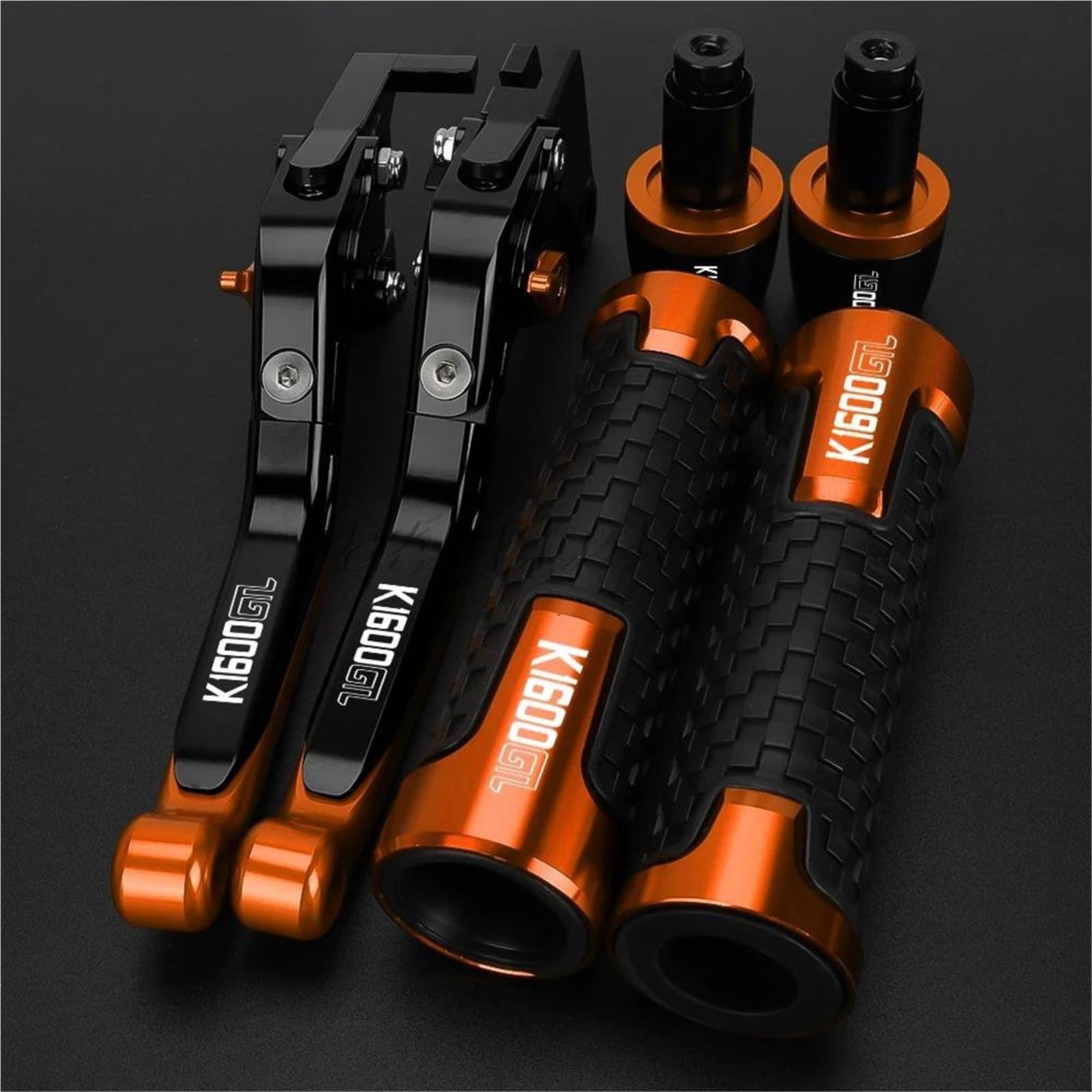 GQUIKGW Replace Motorcycle Handlebar Handle Bar Hand Grips Folding Brake Clutch Levers for BMW K1600GTL K 1600GTL K1600 GTL 2011-2016(Orange 2)
