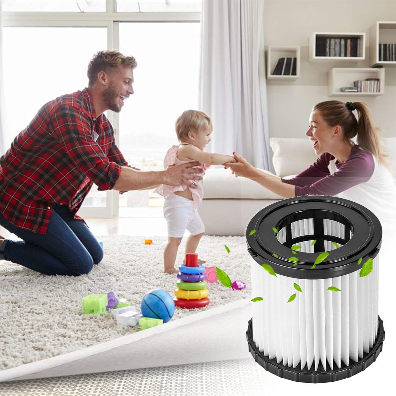 ANBOO 2 Pack Vacuum Filter Replacement Compatible with Ryobi 18V ONE+ 3 Gallon Wet/Dry Vacuum Cleaners PCL733, PCL734, P3240, with 1 Cleaning Brush, Replace Part# A32VC05 A32RF08