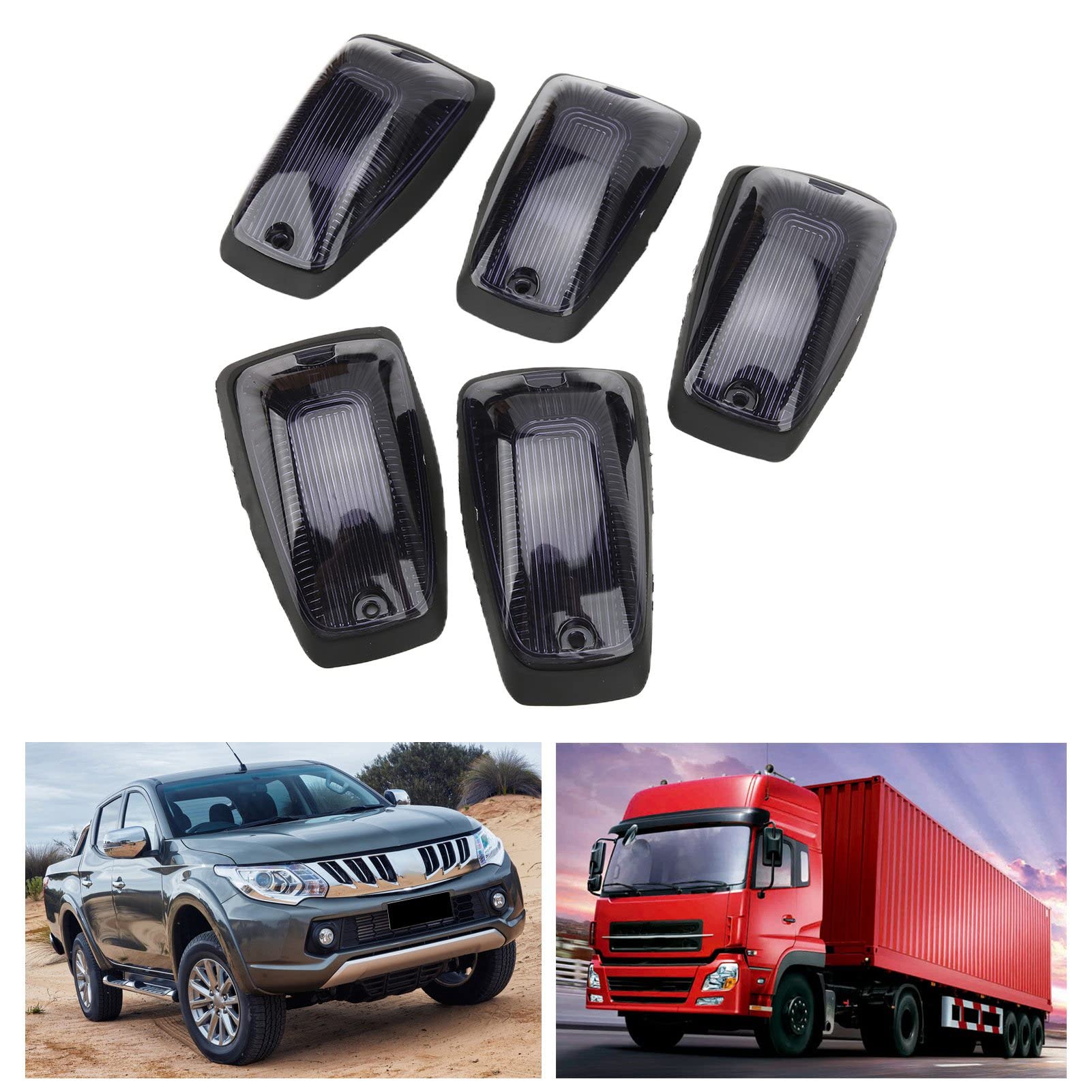 Qiilu Luci Sul Tetto della Cabina 5 Set Luce per Tetto Auto 12V LED Luci D'ingombro Sul Tetto Universali Luci di Ingombro Superiori Luci di Ingombro per SUV Pickup Truck Luce