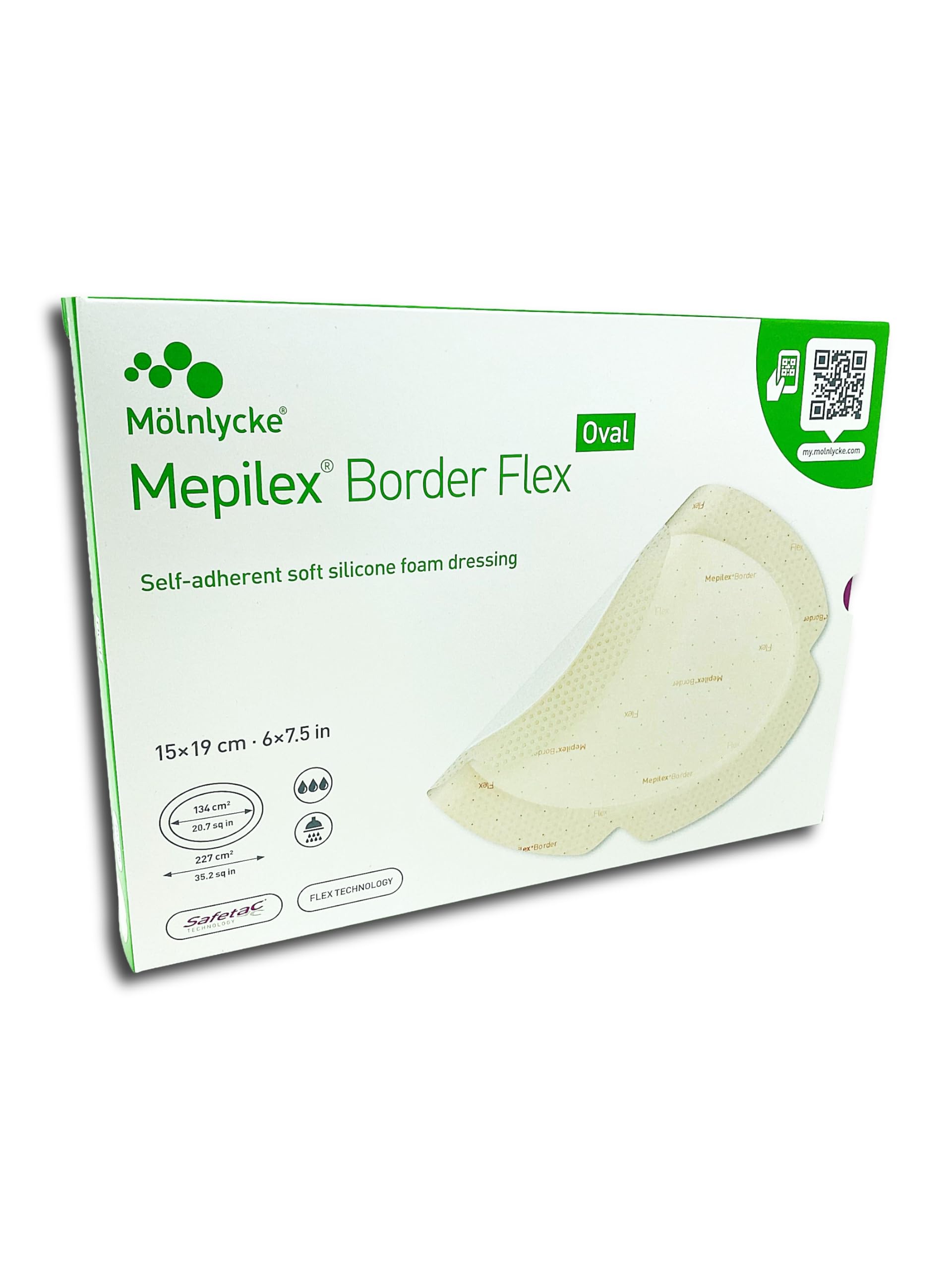 Mepilex Border Flex Oval 15x19cm, Silikonbeschichteter shaumverband, 5-pack