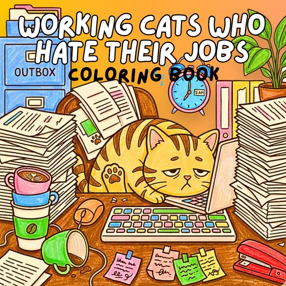 Working Cats Who Hate Their Jobs Coloring Book: Hilarious Swearing Cats at Work | Funny Adult Coloring Book for Stress Relief Featuring Grumpy Office Cats, Lazy Coworker Cats, and Relatable Job Humor