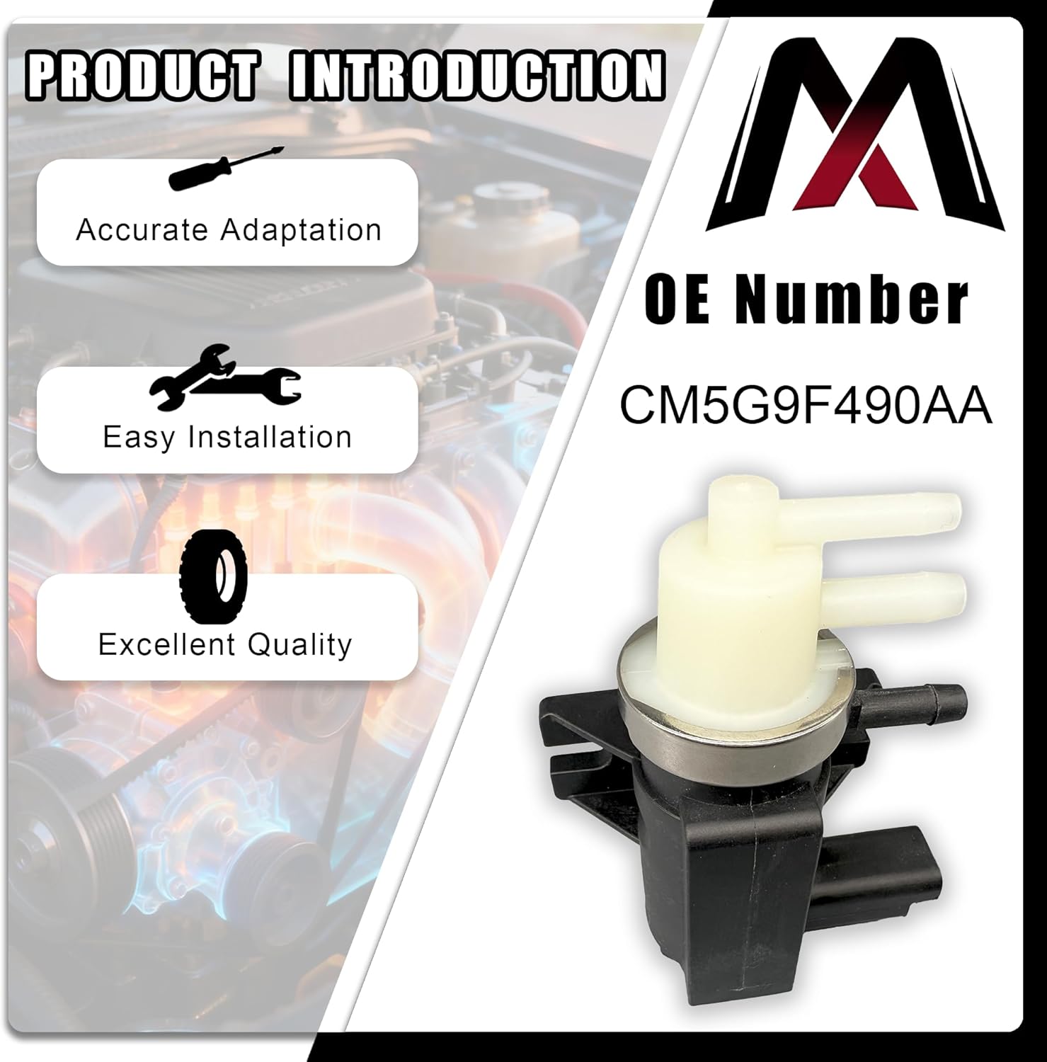 974481511 Turbo Boost Pressure Sensor Solenoid Valve Compatible with - Compatible with Ford B-Max, C-Max, Focus, Fiesta 1.0L EcoBoost Models 2012-2017#CM5G9F490AA 8029744