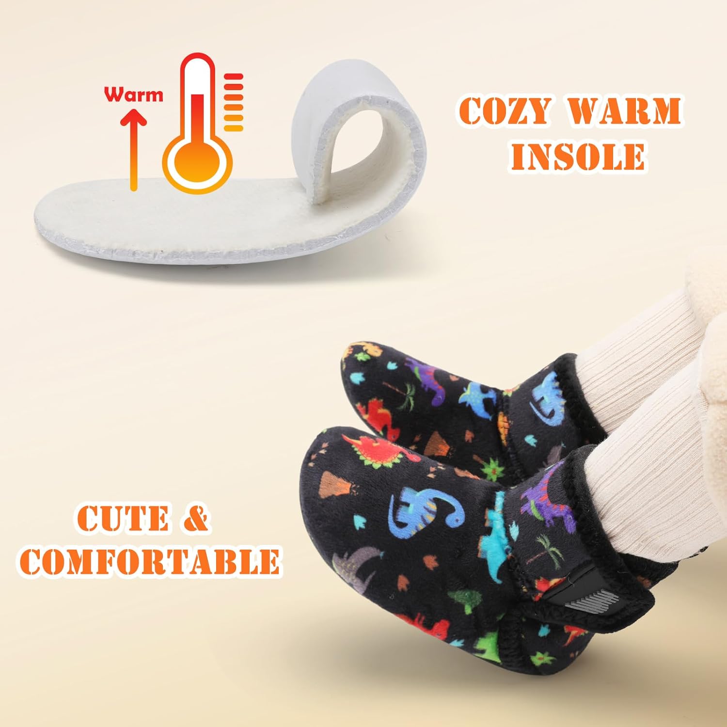 BARERUN Toddler Slippers Girls Boys House Shoes Baby Winter Booties Plush Cozy Kids House Slipper Warm Lightweight Infant Walking Shoes Socks - Image 6