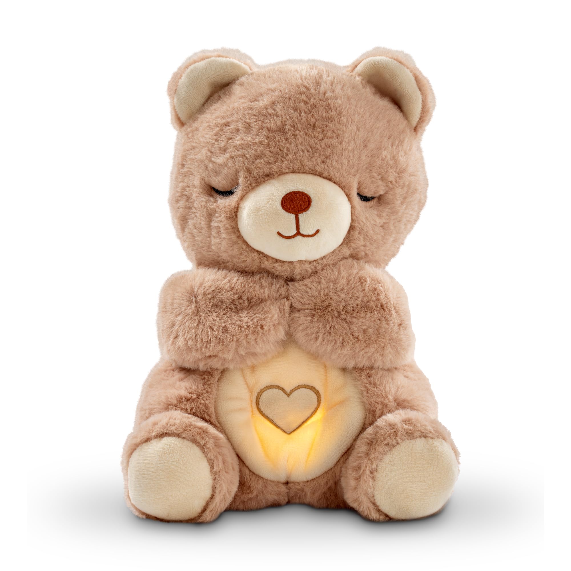 Nuby Biscuit Bear Soft Plush Comforter with Breathing Motion | Light and Sound Machine | USB Rechargeable | Machine Washable | Baby & Infant Sleep Aid | Suitable from Birth