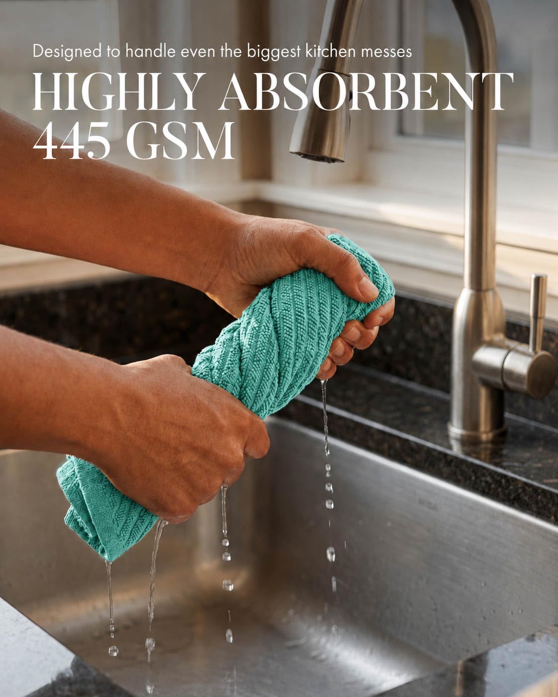 Bumble Towels Geschirrtücher 6er Pack / 16 x 25/41 x 63 cm/Premium Ultra Absorbent Cotton/Schnelltrocknende Geschirrtücher/Diagonal Weave Thick 2-Ply (Aqua)