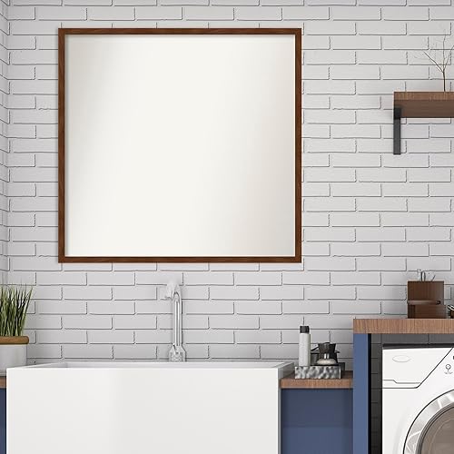 Miniatura 5 de Amanti Art Espejo personalizado, espejo de baño estrecho marrón Carlisle, espejo de pared o espejo de tocador de baño sobre el fregadero (28 x 29