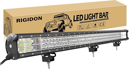 Miniatura 8 de RIGIDON Barra de luz de 28 pulgadas y 396 W, combo de punto de inundación de triple fila de 39600 lm, barra de luz LED impermeable para conducción,