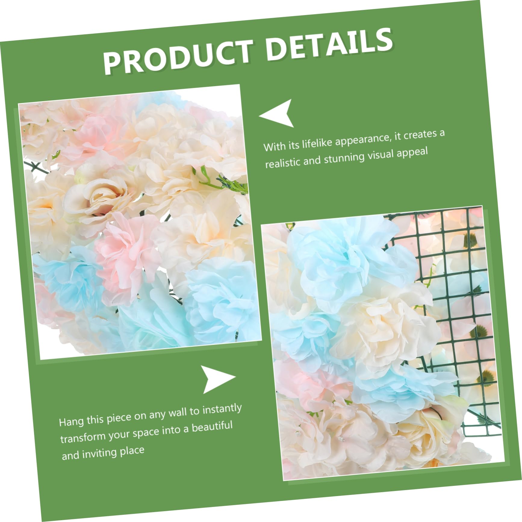 Amosfun Künstliche Rosen Blumenwand 40x60 cm aus PVC und Seidenstoff | Fotohintergrund für Hochzeit und Zuhause, Realistische Optik, Elegante Wanddekoration