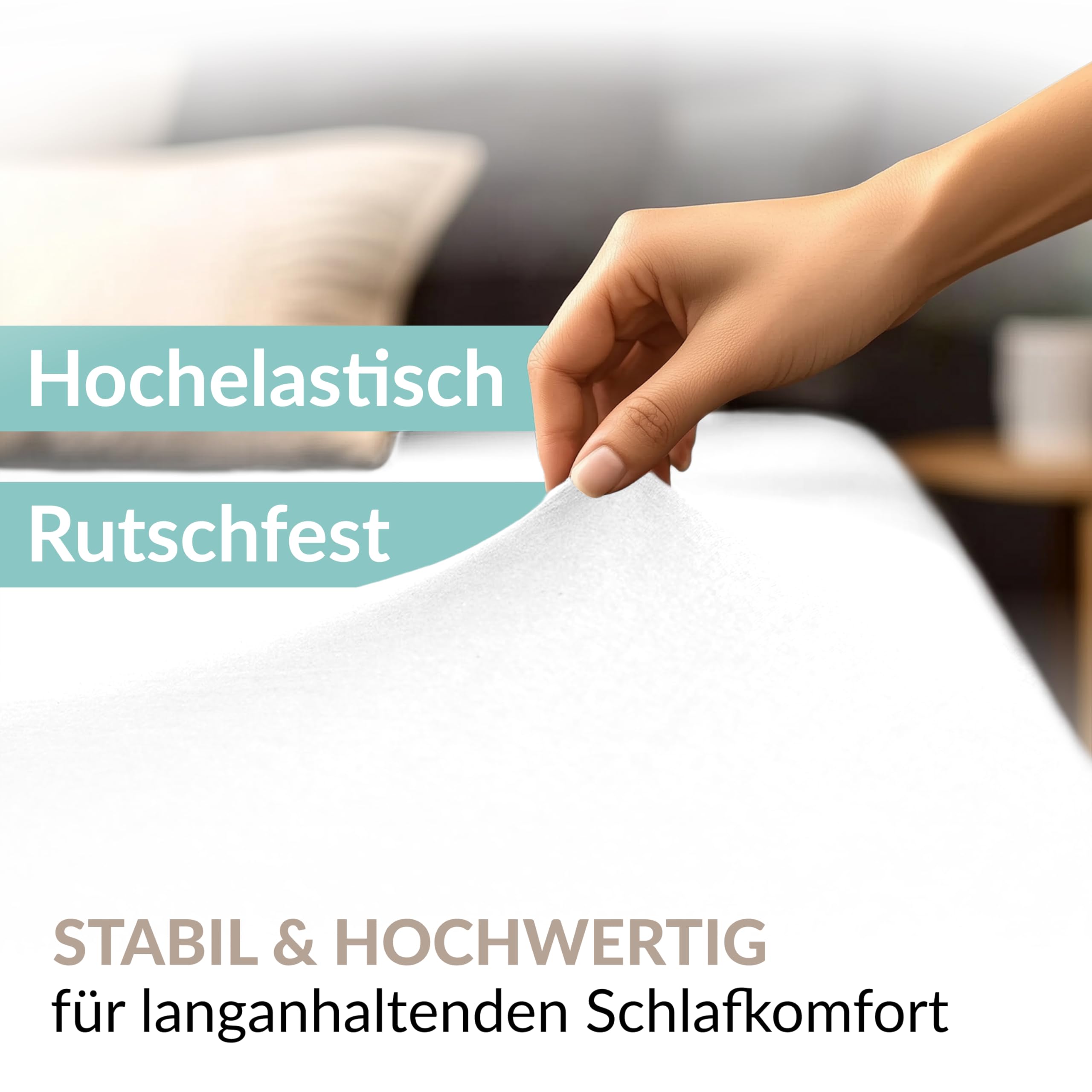Carpe Sonno Elastisches Jersey Spannbettlaken 180x220cm Baumwolle bis 200x220cm [Made in EU] Absolut Bügelfrei - 15 cm bis 25 cm Steghöhe | Bettlaken 180x220 | Spannbettlaken 200x220 Baumwolle